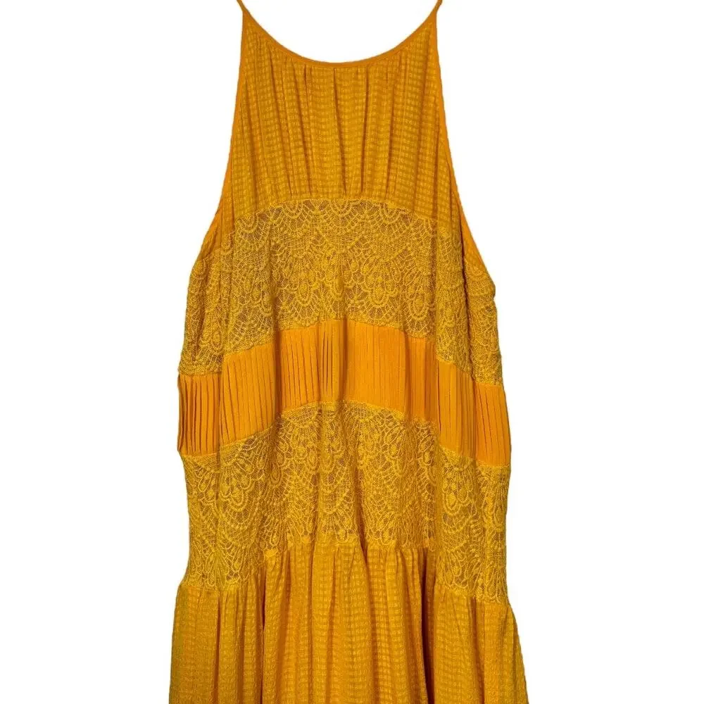 Anthropologie HD In Paris Villanelle Yellow Lace Midi Dress Small S Sleeveless - Picture 3 of 8